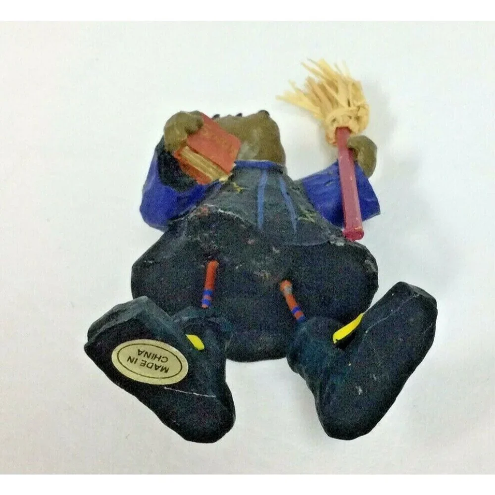 Halloween Teddy Bear Witch Resin Figure Figurine Broom Spells Book Decor 5"  B - Picture 5 of 5